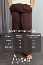 Штани із льону у збільшених розмірів палаццо з кишенями на резинці літо Aksan 26.2980 Темно коричневий - Зображення 4