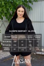 Жіночий літній молодіжний костюм-трійка двонитка шорти кофта топ Aksan 26.2956 Чорний - Зображення 7