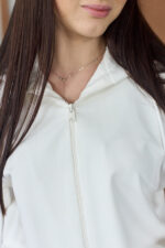 Жіночий спортивний костюм двонитка кофта на блискавці з капюшоном та широкі штани на затяжках Aksan 26.2925 Молочний - Зображення 4