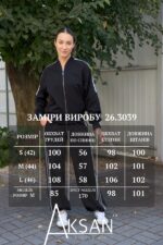 Жіночий костюм турецький трикотаж кофта на замку та штани на утяжках Aksan 26.3039 Чорний - Зображення 7