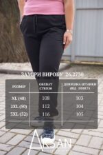 Жіночі спортивні штани джогери турецький трикотаж висока посадка з кишенями батал Aksan 26.2730 Чорний - Зображення 5